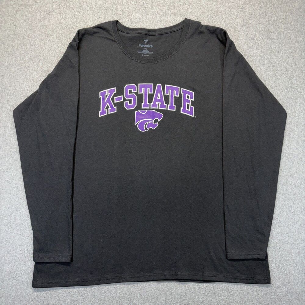 Fanatics Kansas State Graphic T-Shirt Men’s 2XL Black Long Sleeve Cotton